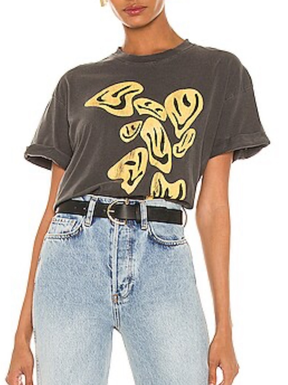 Girl Dangerous Grey 100% Cotton Psychedelic Smiles Vintage Tee